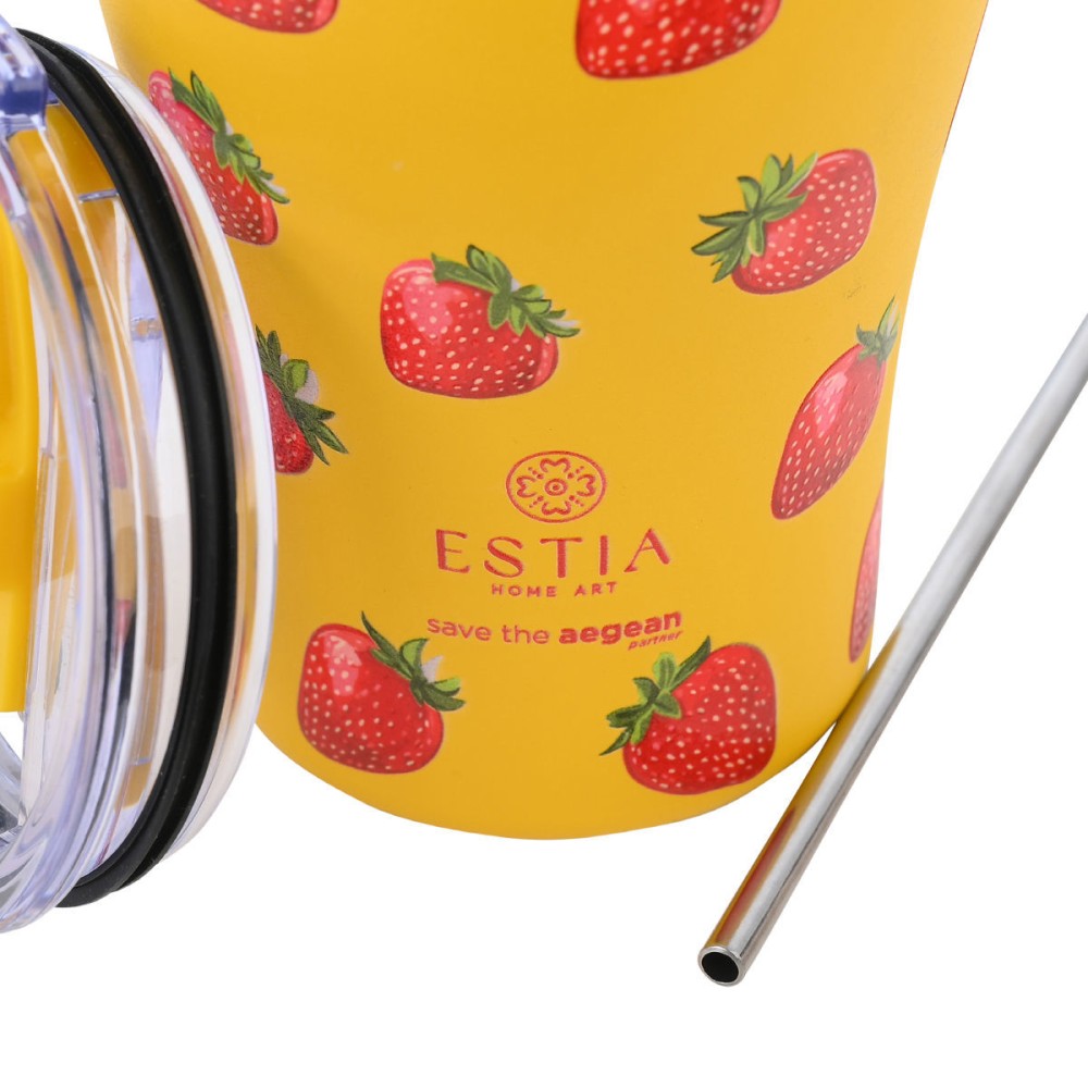 Estia Coffee Mug Θερμός 350ml Save The Aegean Berry Bright 01-31688
