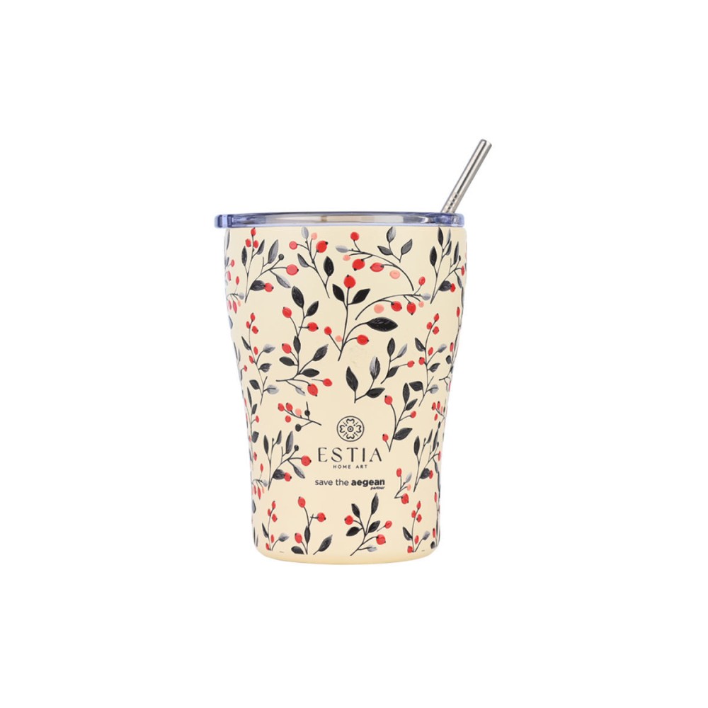 Estia Coffee Mug Θερμός 350ml Save The Aegean Bloom Beige 01-31701