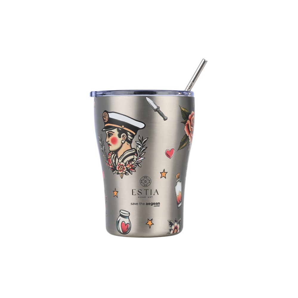 Estia Coffee Mug Θερμός 350ml Save The Aegean Old School Ink 01-31770