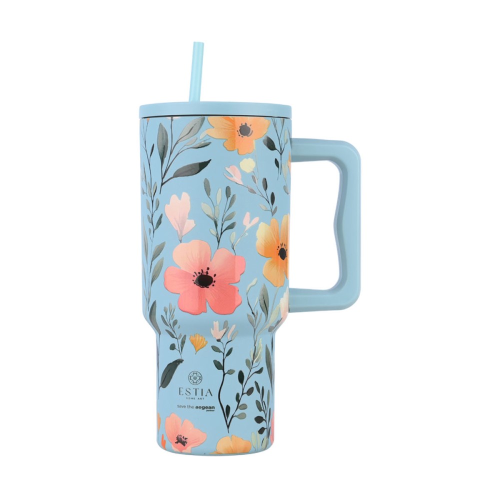 Estia Straw Tumbler Θερμός 900ml Save The Aegean Sky Garden 01-32036