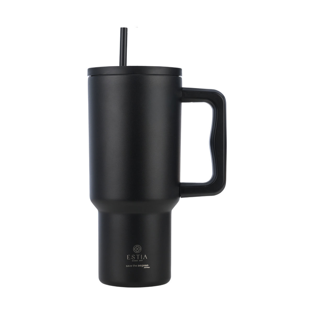 Estia Straw Tumbler Θερμός 900ml Save The Aegean Midnight Black 01-32111