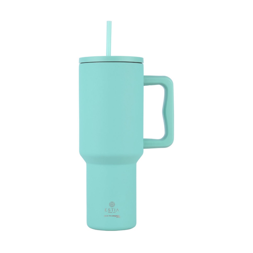 Estia Straw Tumbler Θερμός 1200ml Save The Aegean Bermuda Green 01-32203
