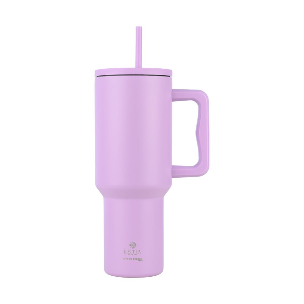 Estia Straw Tumbler Θερμός 1200ml Save The Aegean Lavender Purple 01-32227