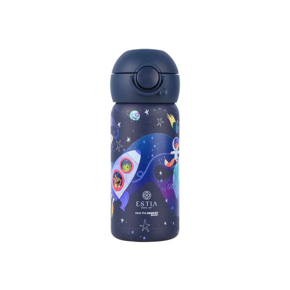 Estia Wonder Bottle Παιδικό Ανοξείδωτο Θερμός 350ml με Καλαμάκι Σιλικόνης, Λαβή Μεταφοράς & Κλιπ Ασφαλείας - Solar Jump