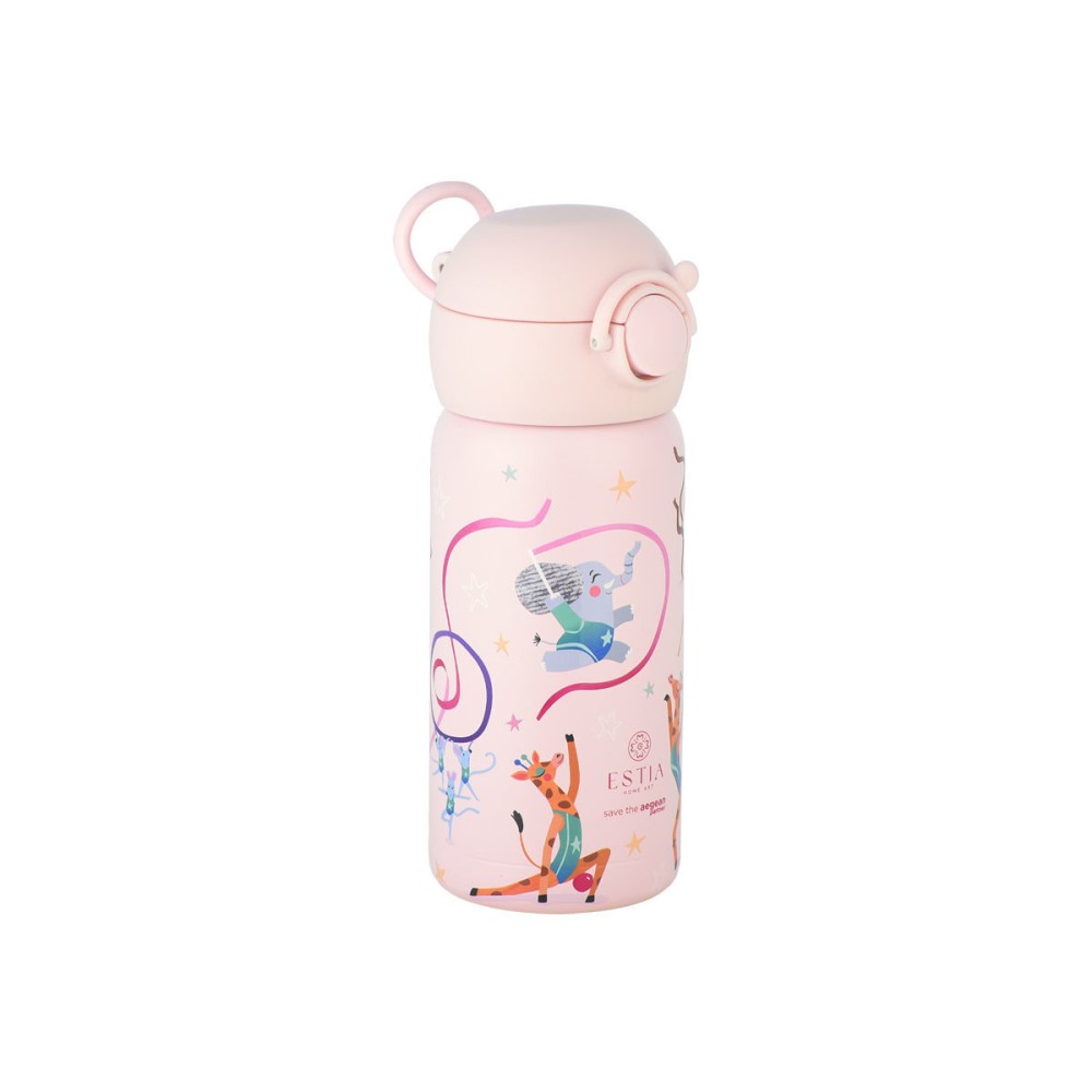 Estia Wonder Bottle Παιδικό Ανοξείδωτο Θερμός 350ml με Καλαμάκι Σιλικόνης, Λαβή Μεταφοράς & Κλιπ Ασφαλείας - Wild Stunts