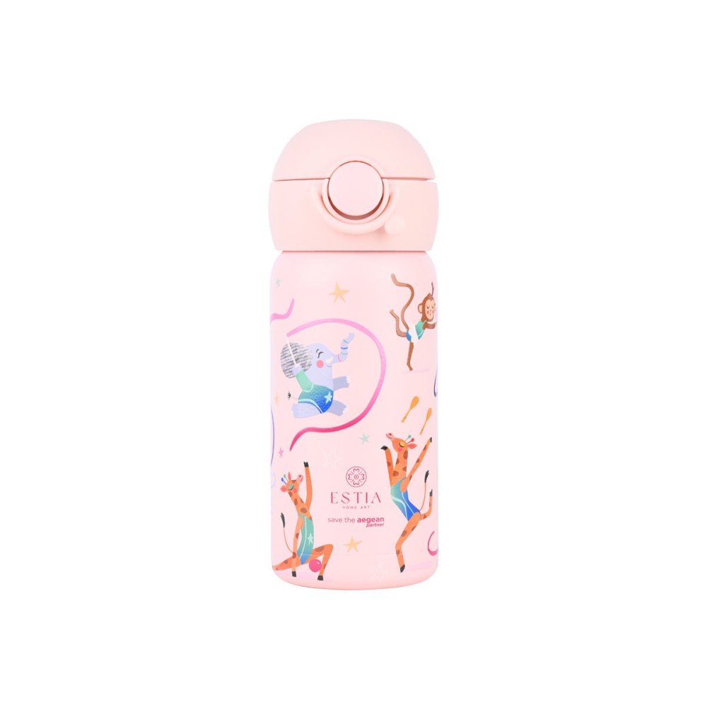 Estia Wonder Bottle Παιδικό Ανοξείδωτο Θερμός 350ml με Καλαμάκι Σιλικόνης, Λαβή Μεταφοράς & Κλιπ Ασφαλείας - Wild Stunts