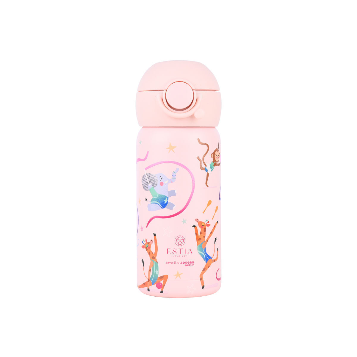 Estia Wonder Bottle Παιδικό Ανοξείδωτο Θερμός 350ml με Καλαμάκι Σιλικόνης, Λαβή Μεταφοράς & Κλιπ Ασφαλείας - Wild Stunts