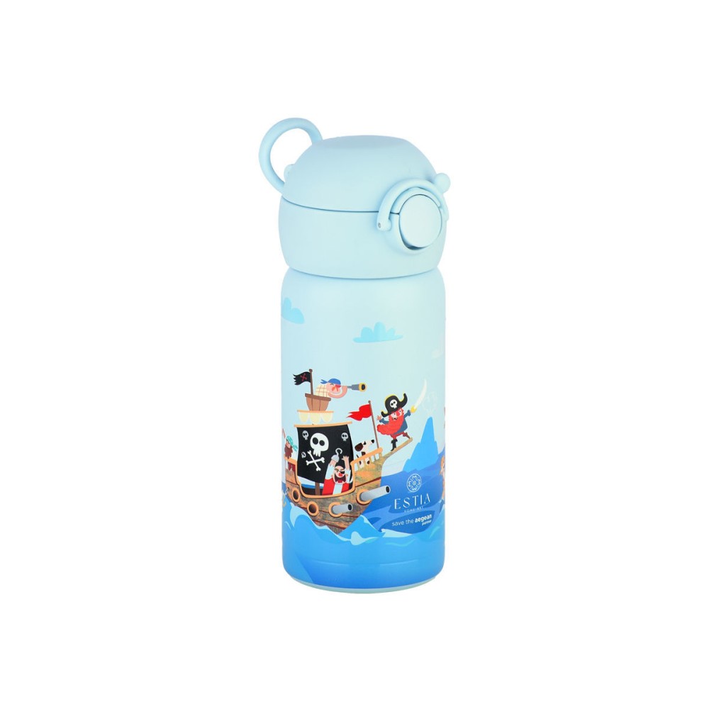 Estia Wonder Bottle Παιδικό Ανοξείδωτο Θερμός 350ml με Καλαμάκι Σιλικόνης, Λαβή Μεταφοράς & Κλιπ Ασφαλείας - Treasure Quest