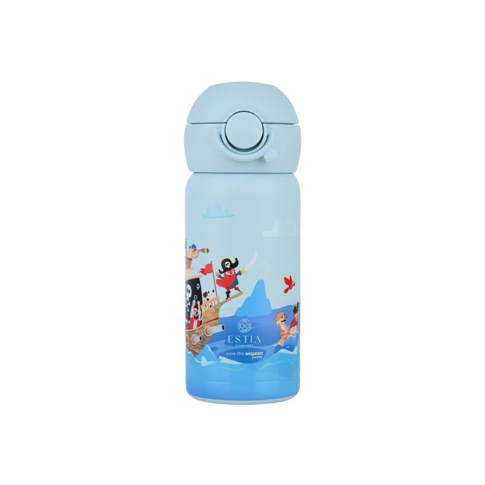 Estia Wonder Bottle Παιδικό Ανοξείδωτο Θερμός 350ml με Καλαμάκι Σιλικόνης, Λαβή Μεταφοράς & Κλιπ Ασφαλείας - Treasure Quest