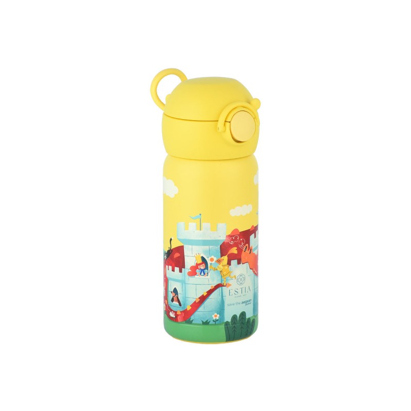Estia Wonder Bottle Παιδικό Ανοξείδωτο Θερμός 350ml με Καλαμάκι Σιλικόνης, Λαβή Μεταφοράς & Κλιπ Ασφαλείας - Fortress Dragon