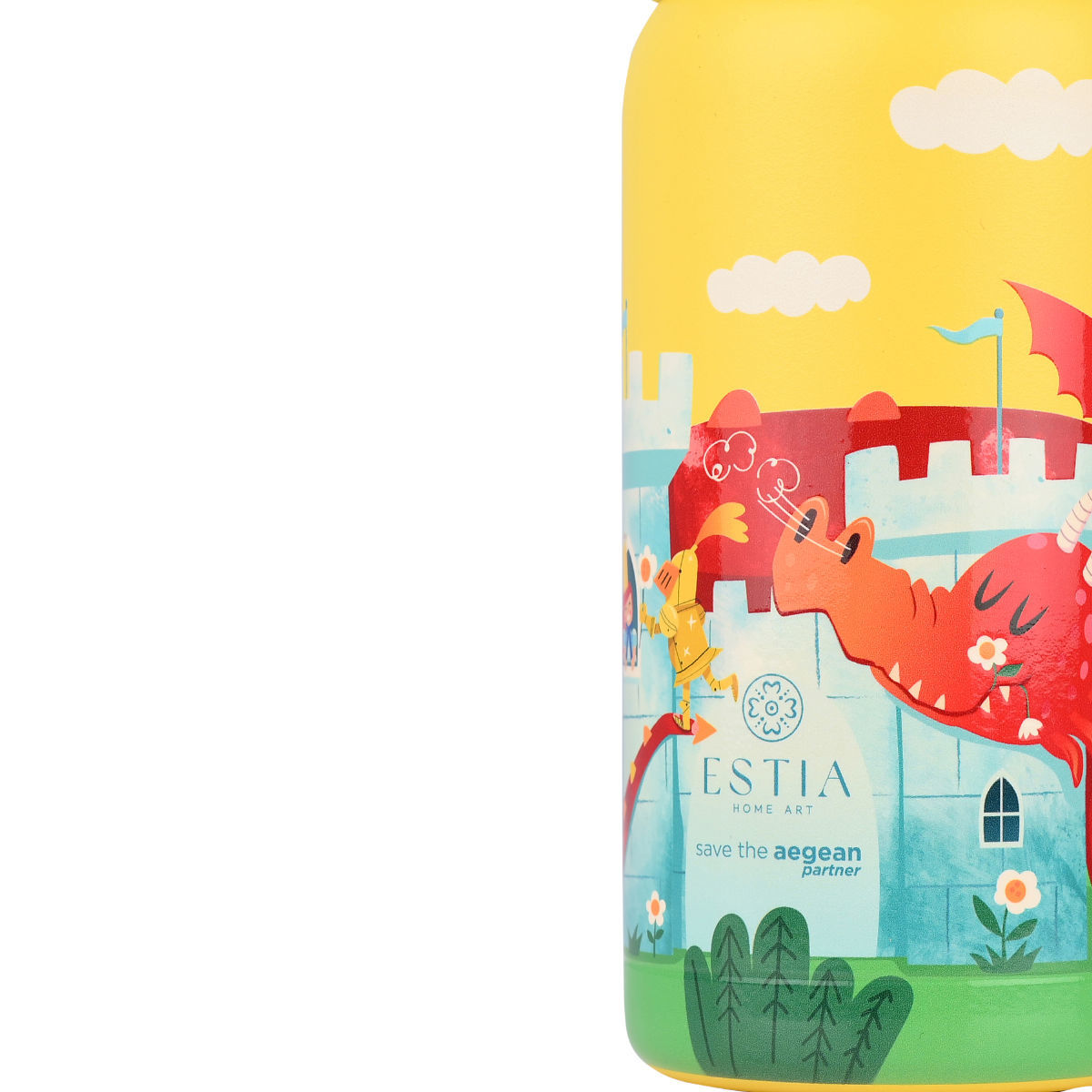 Estia Wonder Bottle Παιδικό Ανοξείδωτο Θερμός 350ml με Καλαμάκι Σιλικόνης, Λαβή Μεταφοράς & Κλιπ Ασφαλείας - Fortress Dragon