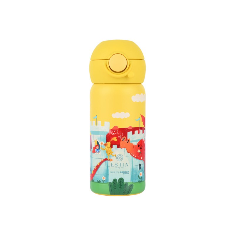 Estia Wonder Bottle Παιδικό Ανοξείδωτο Θερμός 350ml με Καλαμάκι Σιλικόνης, Λαβή Μεταφοράς & Κλιπ Ασφαλείας - Fortress Dragon