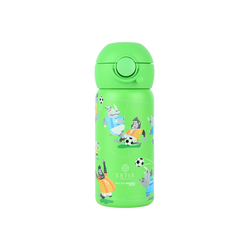 Estia Wonder Bottle Παιδικό Ανοξείδωτο Θερμός 350ml με Καλαμάκι Σιλικόνης, Λαβή Μεταφοράς & Κλιπ Ασφαλείας - Jungle Kick