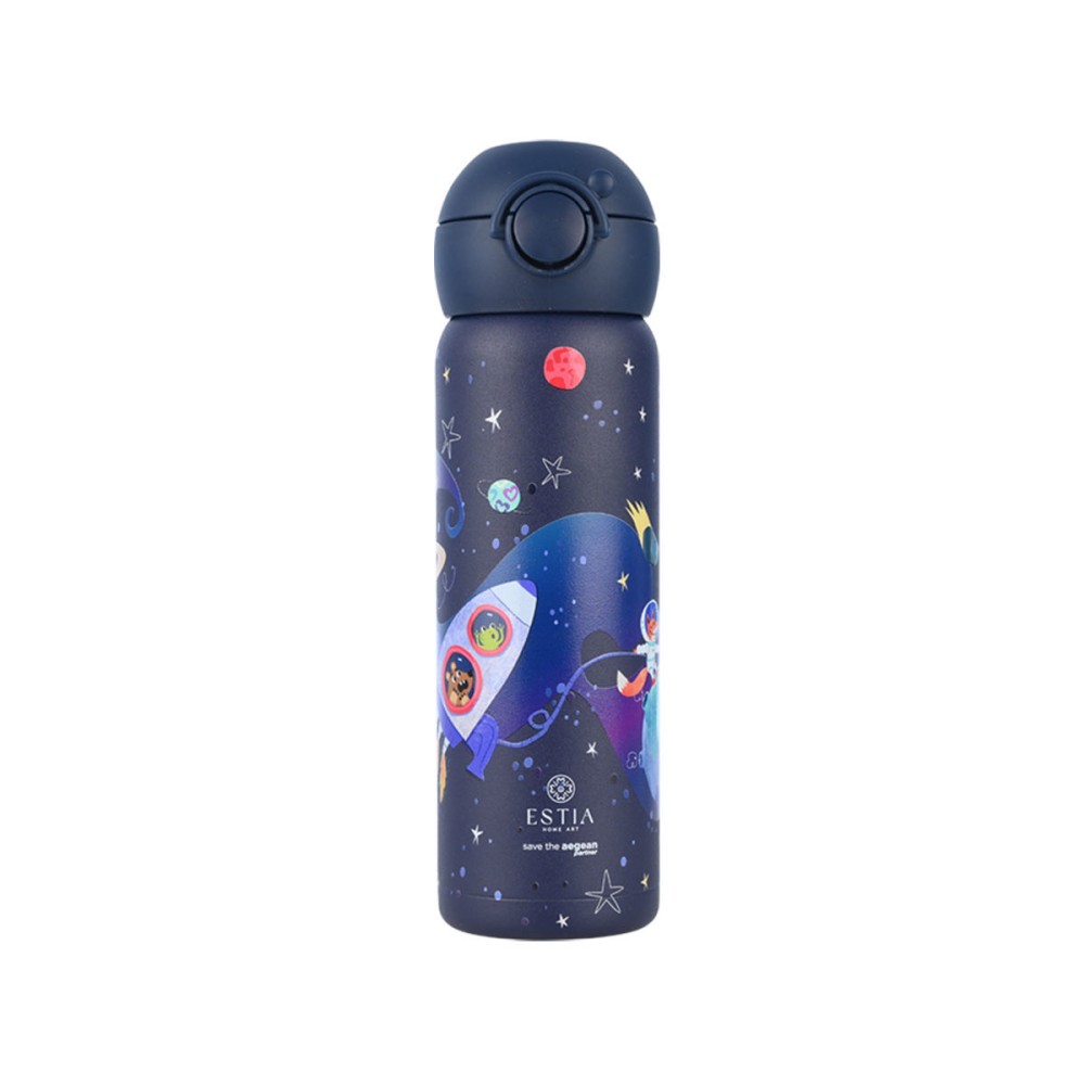 Estia Wonder Bottle Παιδικό Ανοξείδωτο Θερμός 500ml με Καλαμάκι Σιλικόνης, Λαβή Μεταφοράς & Κλιπ Ασφαλείας - Solar Jump
