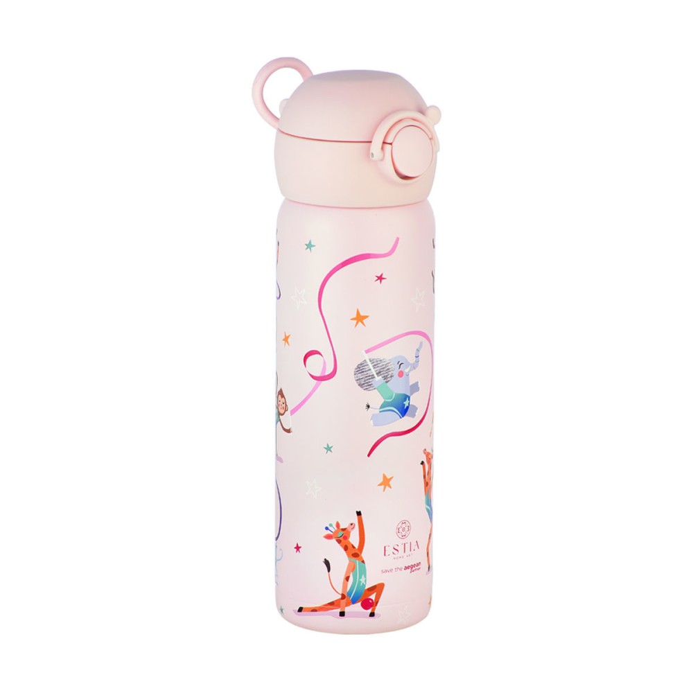 Estia Wonder Bottle Παιδικό Ανοξείδωτο Θερμός 500ml με Καλαμάκι Σιλικόνης, Λαβή Μεταφοράς & Κλιπ Ασφαλείας - Wild Stunts
