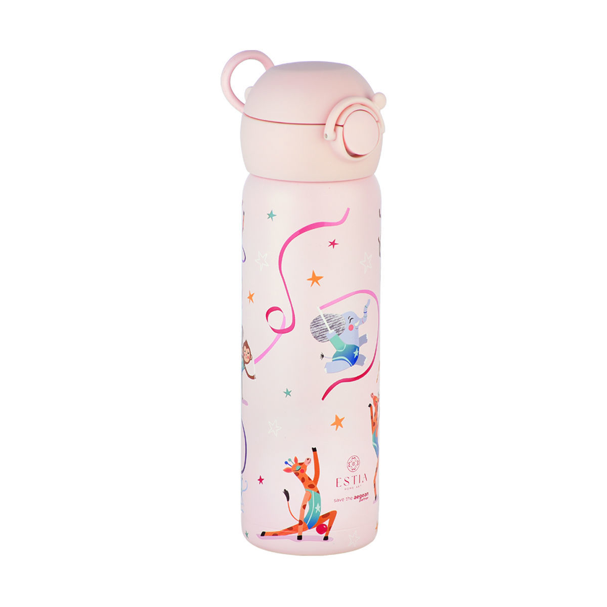 Estia Wonder Bottle Παιδικό Ανοξείδωτο Θερμός 500ml με Καλαμάκι Σιλικόνης, Λαβή Μεταφοράς & Κλιπ Ασφαλείας - Wild Stunts