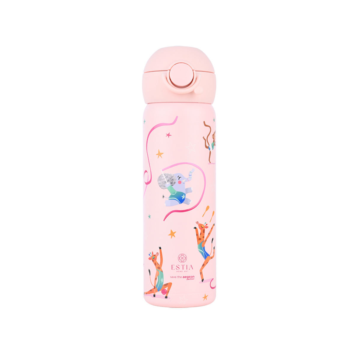 Estia Wonder Bottle Παιδικό Ανοξείδωτο Θερμός 500ml με Καλαμάκι Σιλικόνης, Λαβή Μεταφοράς & Κλιπ Ασφαλείας - Wild Stunts