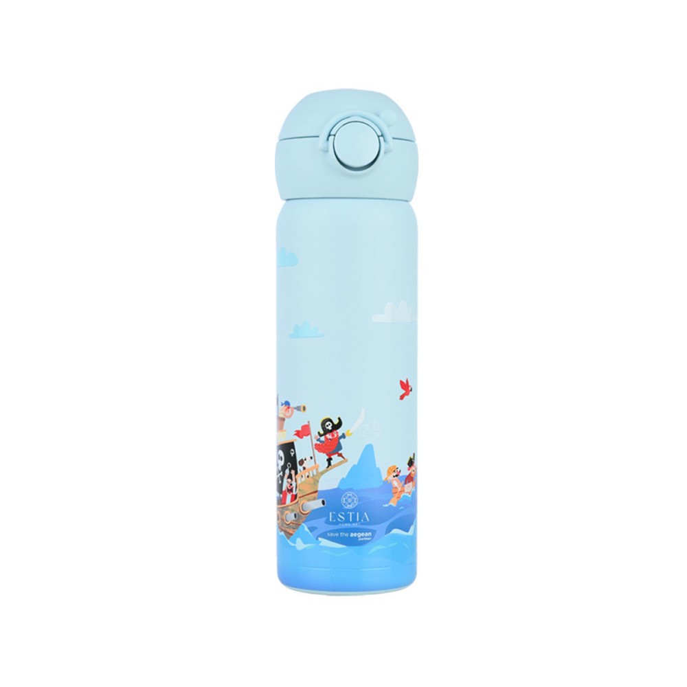 Estia Wonder Bottle Παιδικό Ανοξείδωτο Θερμός 500ml με Καλαμάκι Σιλικόνης, Λαβή Μεταφοράς & Κλιπ Ασφαλείας - Treasure Quest