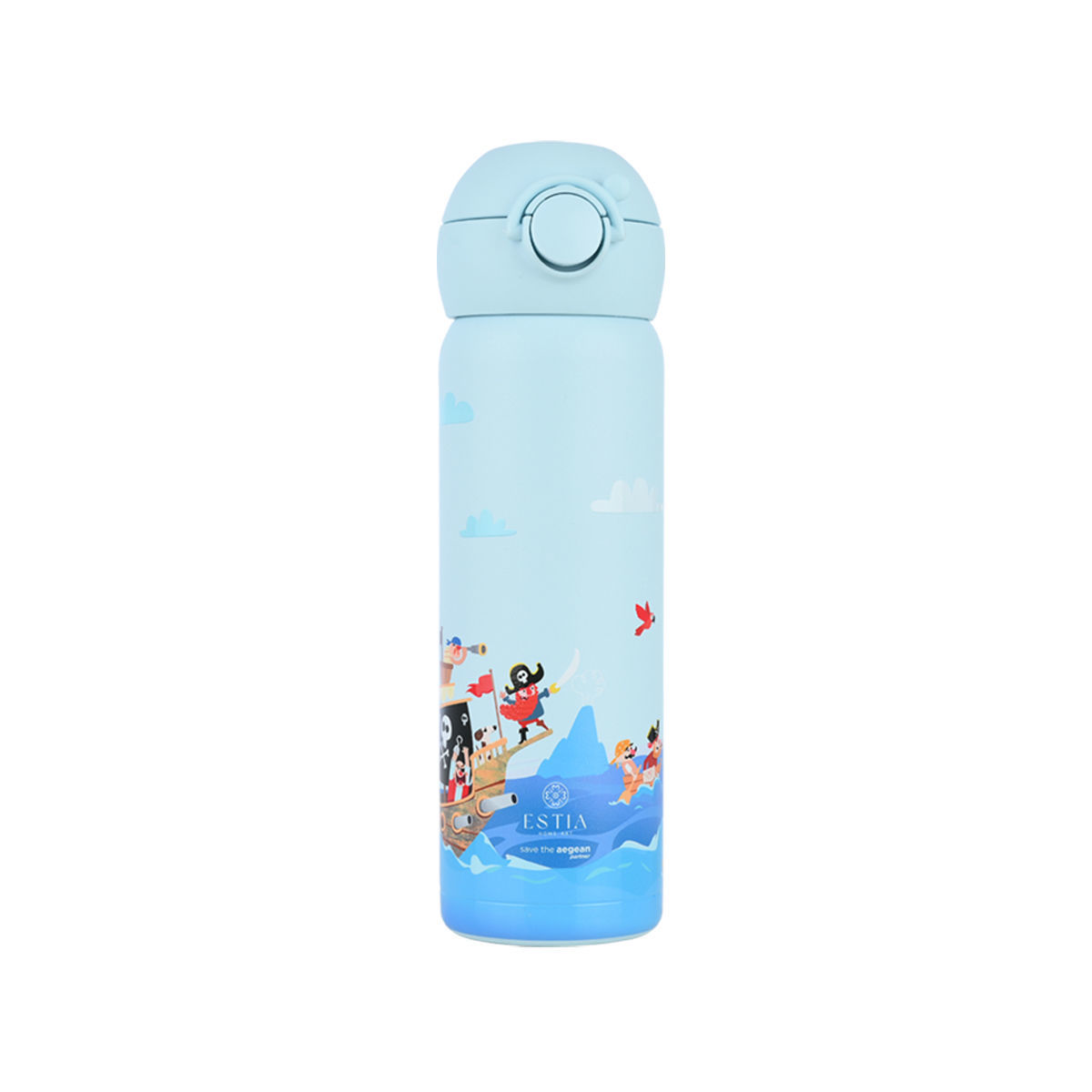 Estia Wonder Bottle Παιδικό Ανοξείδωτο Θερμός 500ml με Καλαμάκι Σιλικόνης, Λαβή Μεταφοράς & Κλιπ Ασφαλείας - Treasure Quest