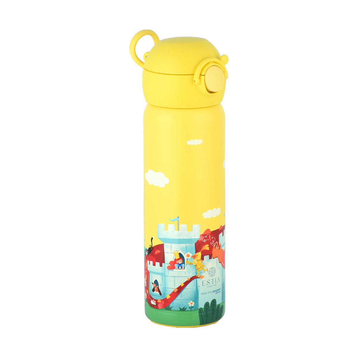 Estia Wonder Bottle Παιδικό Ανοξείδωτο Θερμός 500ml με Καλαμάκι Σιλικόνης, Λαβή Μεταφοράς & Κλιπ Ασφαλείας - Fortress Dragon