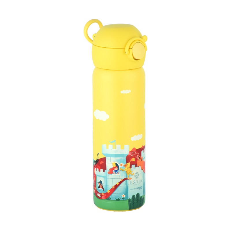 Estia Wonder Bottle Παιδικό Ανοξείδωτο Θερμός 500ml με Καλαμάκι Σιλικόνης, Λαβή Μεταφοράς & Κλιπ Ασφαλείας - Fortress Dragon