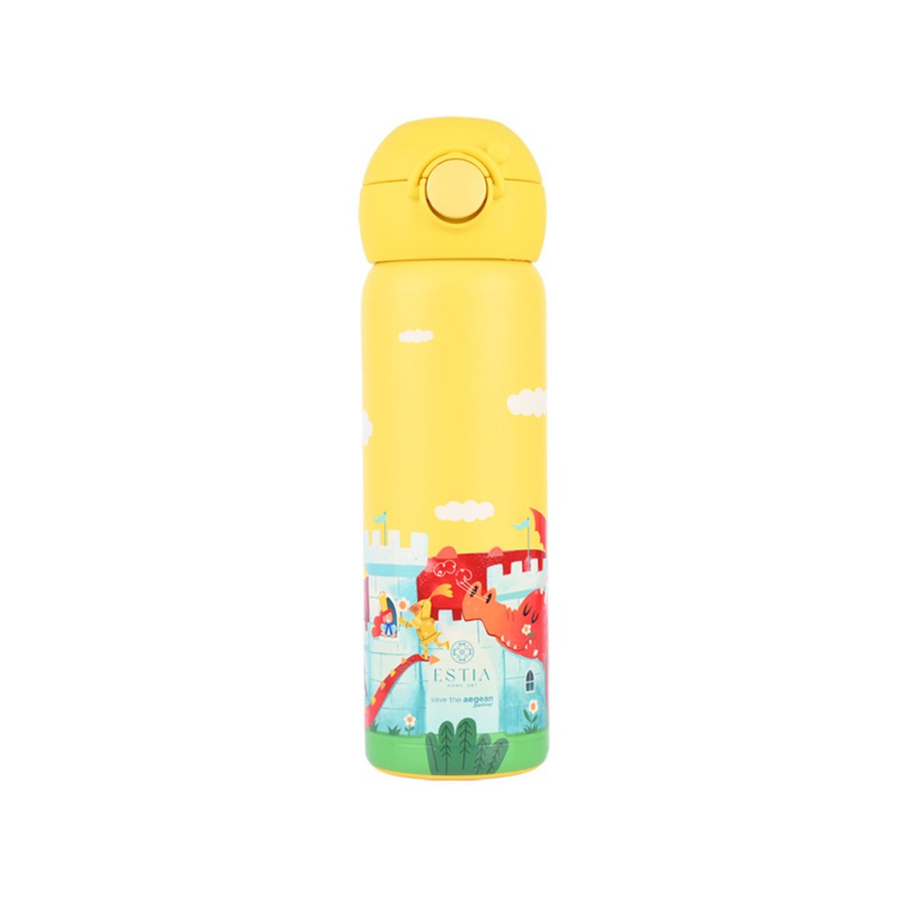 Estia Wonder Bottle Παιδικό Ανοξείδωτο Θερμός 500ml με Καλαμάκι Σιλικόνης, Λαβή Μεταφοράς & Κλιπ Ασφαλείας - Fortress Dragon