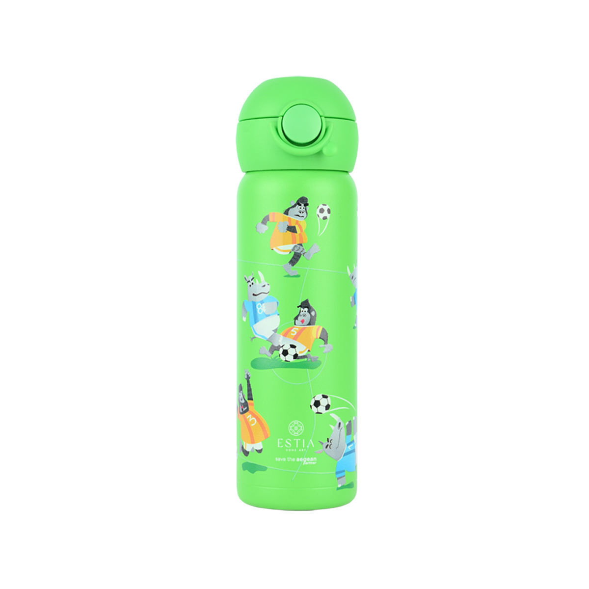Estia Wonder Bottle Παιδικό Ανοξείδωτο Θερμός 500ml με Καλαμάκι Σιλικόνης, Λαβή Μεταφοράς & Κλιπ Ασφαλείας - Jungle Kick