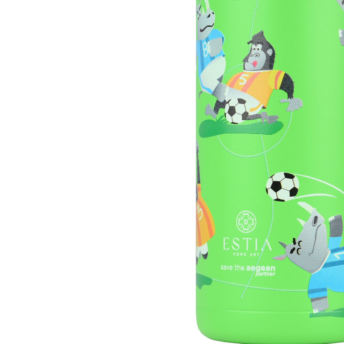 Estia Wonder Bottle Παιδικό Ανοξείδωτο Θερμός 500ml με Καλαμάκι Σιλικόνης, Λαβή Μεταφοράς & Κλιπ Ασφαλείας - Jungle Kick