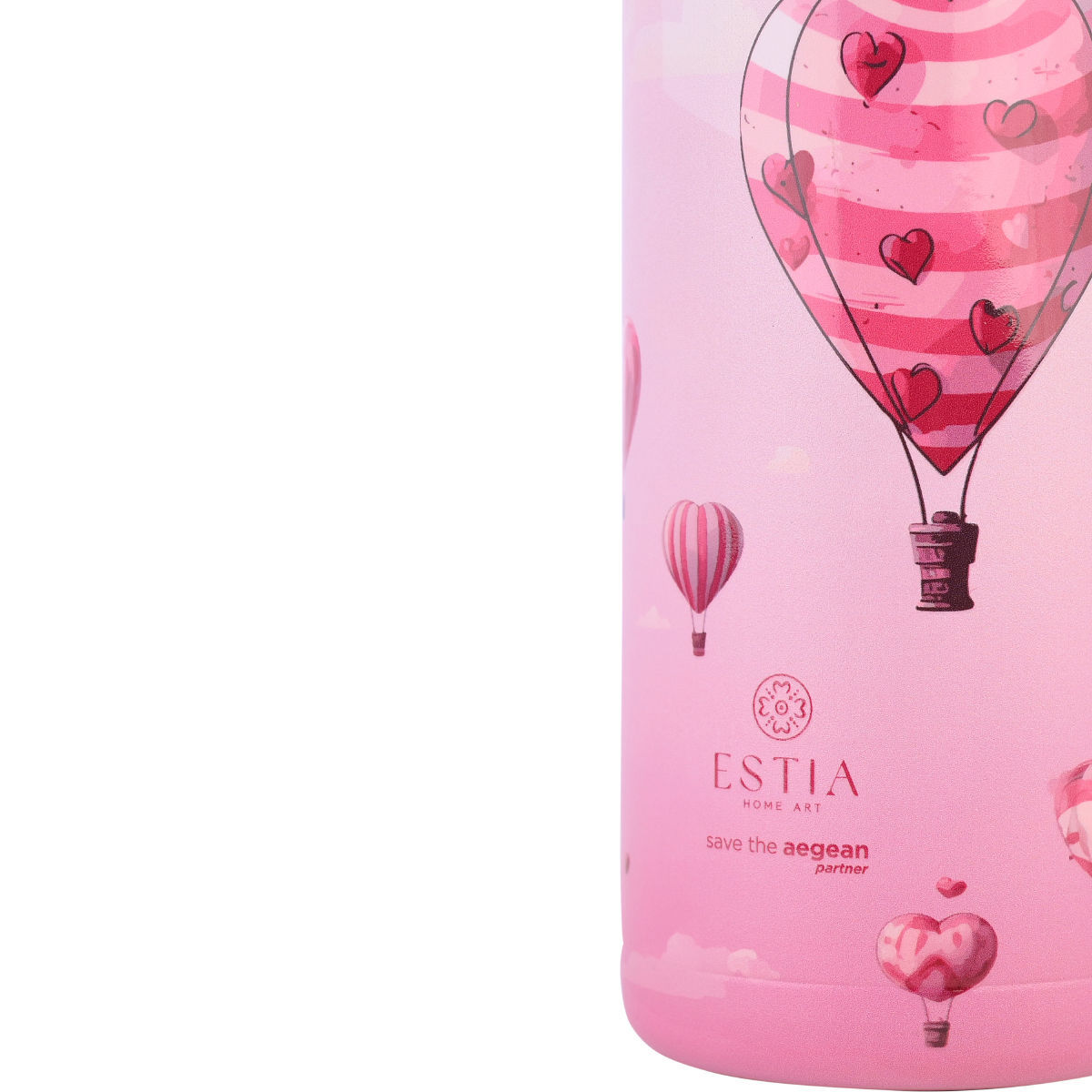 Estia Wonder Bottle Παιδικό Ανοξείδωτο Θερμός 500ml με Καλαμάκι Σιλικόνης, Λαβή Μεταφοράς & Κλιπ Ασφαλείας - Love Ascend