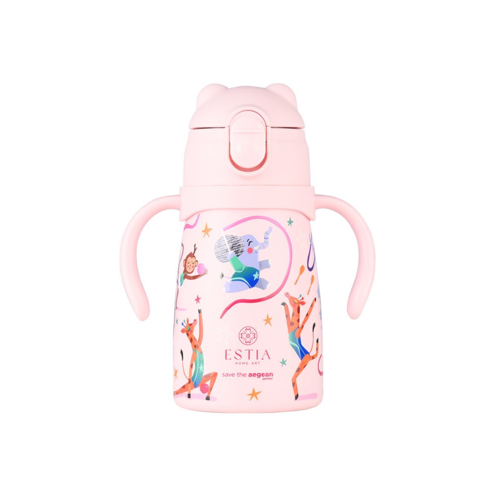 Estia Bubble Bottle Παιδικό Ανοξείδωτο Θερμός 300ml με Διπλές Εργονομικές Λαβές, Καλαμάκι Σιλικόνης & Κλιπ Ασφαλείας - Wild Stunts