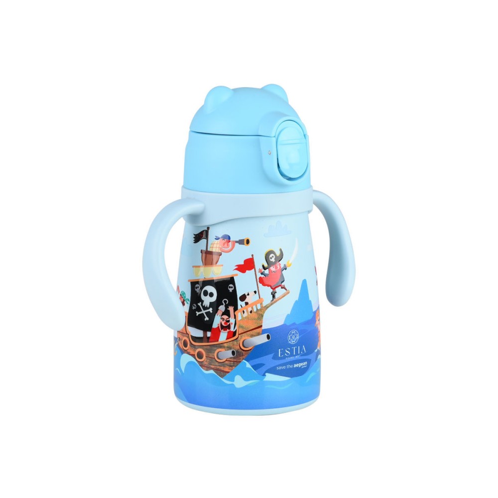 Estia Bubble Bottle Παιδικό Ανοξείδωτο Θερμός 300ml με Διπλές Εργονομικές Λαβές, Καλαμάκι Σιλικόνης & Κλιπ Ασφαλείας - Treasure Quest