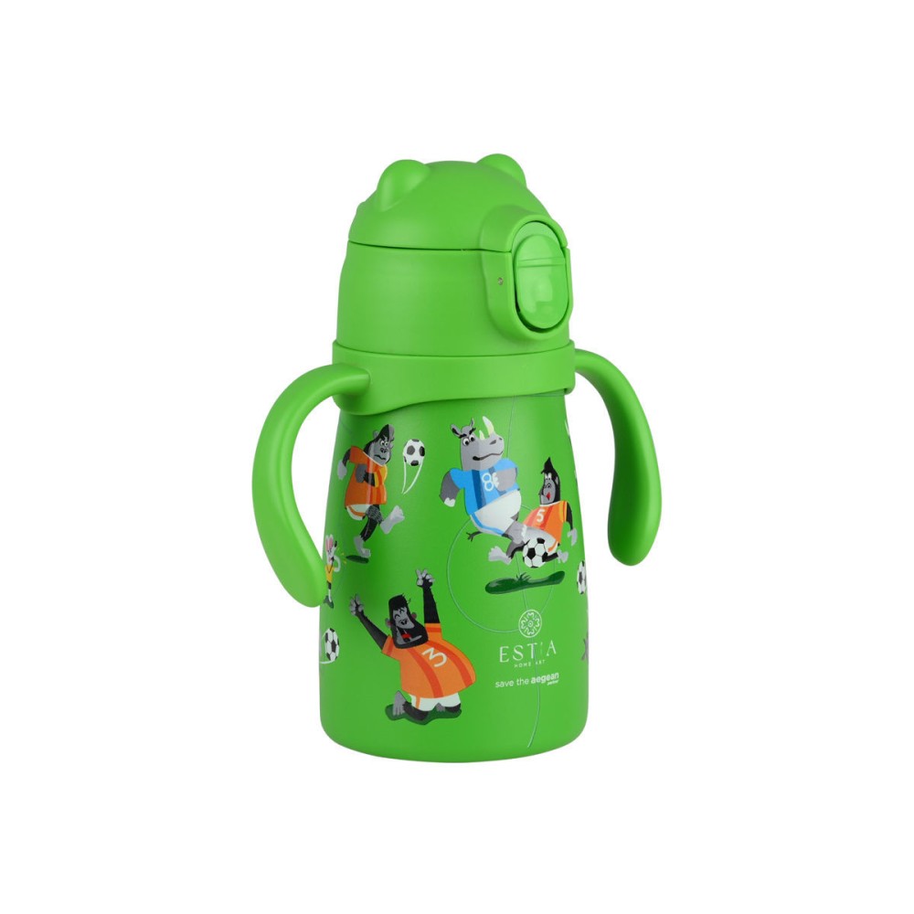 Estia Bubble Bottle Παιδικό Ανοξείδωτο Θερμός 300ml με Διπλές Εργονομικές Λαβές, Καλαμάκι Σιλικόνης & Κλιπ Ασφαλείας - Jungle Kick
