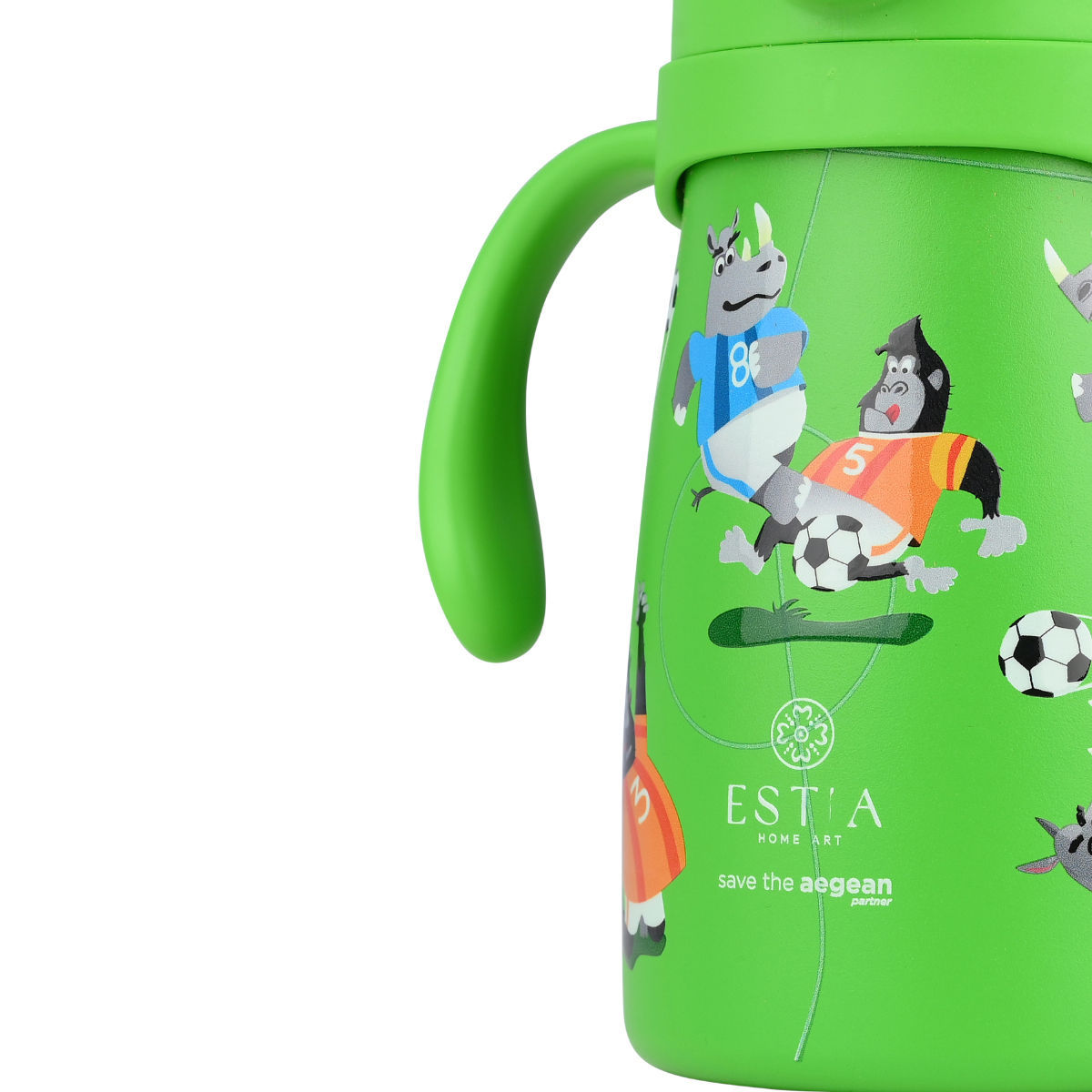 Estia Bubble Bottle Παιδικό Ανοξείδωτο Θερμός 300ml με Διπλές Εργονομικές Λαβές, Καλαμάκι Σιλικόνης & Κλιπ Ασφαλείας - Jungle Kick