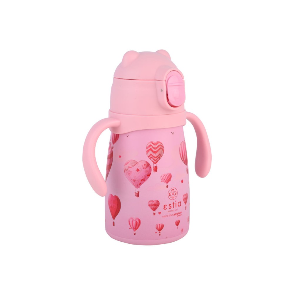 Estia Bubble Bottle Παιδικό Ανοξείδωτο Θερμός 300ml με Διπλές Εργονομικές Λαβές, Καλαμάκι Σιλικόνης & Κλιπ Ασφαλείας - Love Ascend