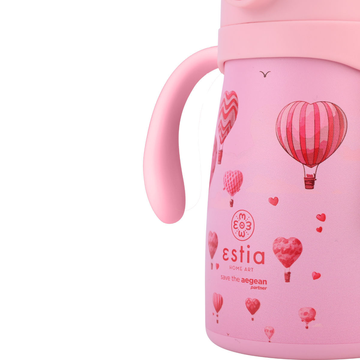 Estia Bubble Bottle Παιδικό Ανοξείδωτο Θερμός 300ml με Διπλές Εργονομικές Λαβές, Καλαμάκι Σιλικόνης & Κλιπ Ασφαλείας - Love Ascend