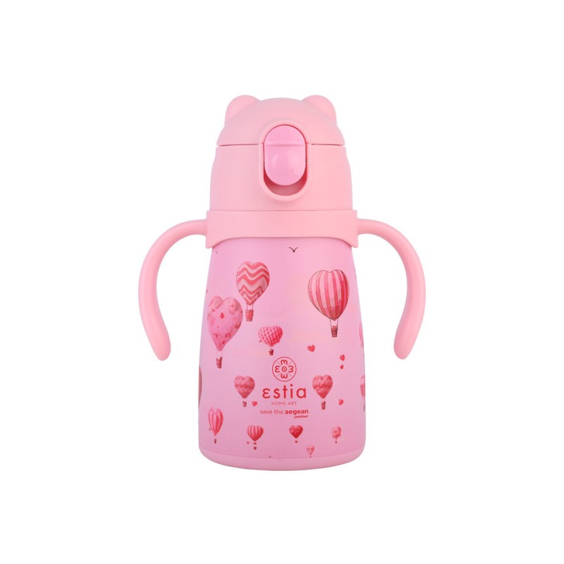 Estia Bubble Bottle Παιδικό Ανοξείδωτο Θερμός 300ml με Διπλές Εργονομικές Λαβές, Καλαμάκι Σιλικόνης & Κλιπ Ασφαλείας - Love Ascend