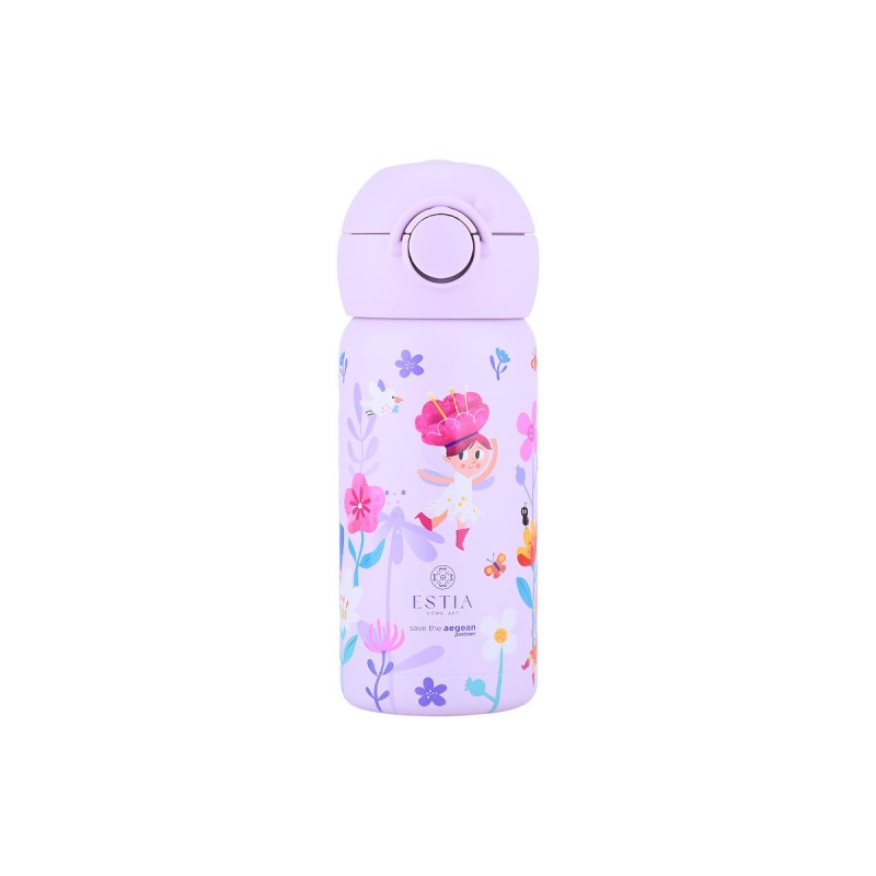 Estia Wonder Bottle Παιδικό Ανοξείδωτο Θερμός 350ml με Καλαμάκι Σιλικόνης, Λαβή Μεταφοράς & Κλιπ Ασφαλείας - Fairy Tales