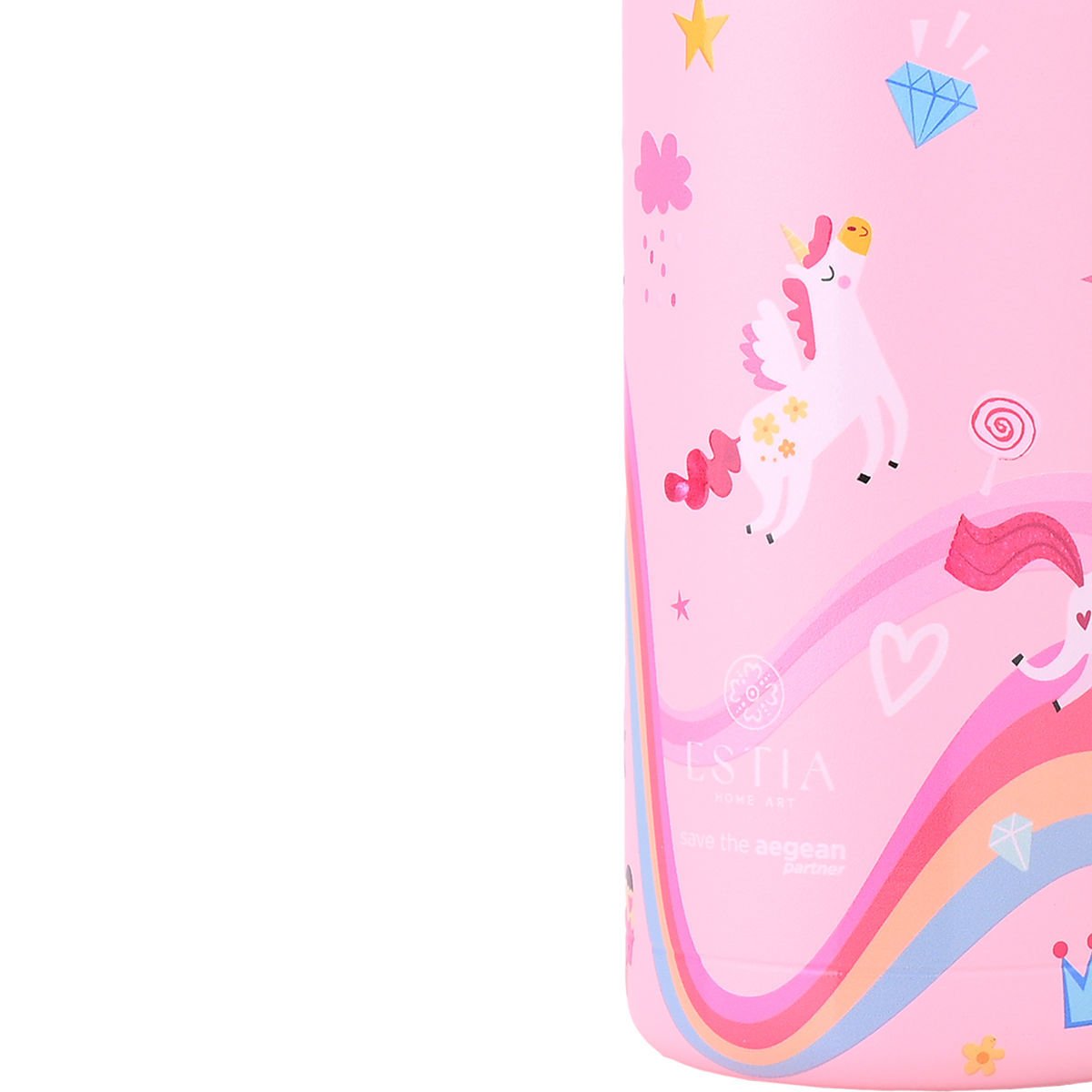 Estia Wonder Bottle Παιδικό Ανοξείδωτο Θερμός 350ml με Καλαμάκι Σιλικόνης, Λαβή Μεταφοράς & Κλιπ Ασφαλείας - Rainbow Dreams