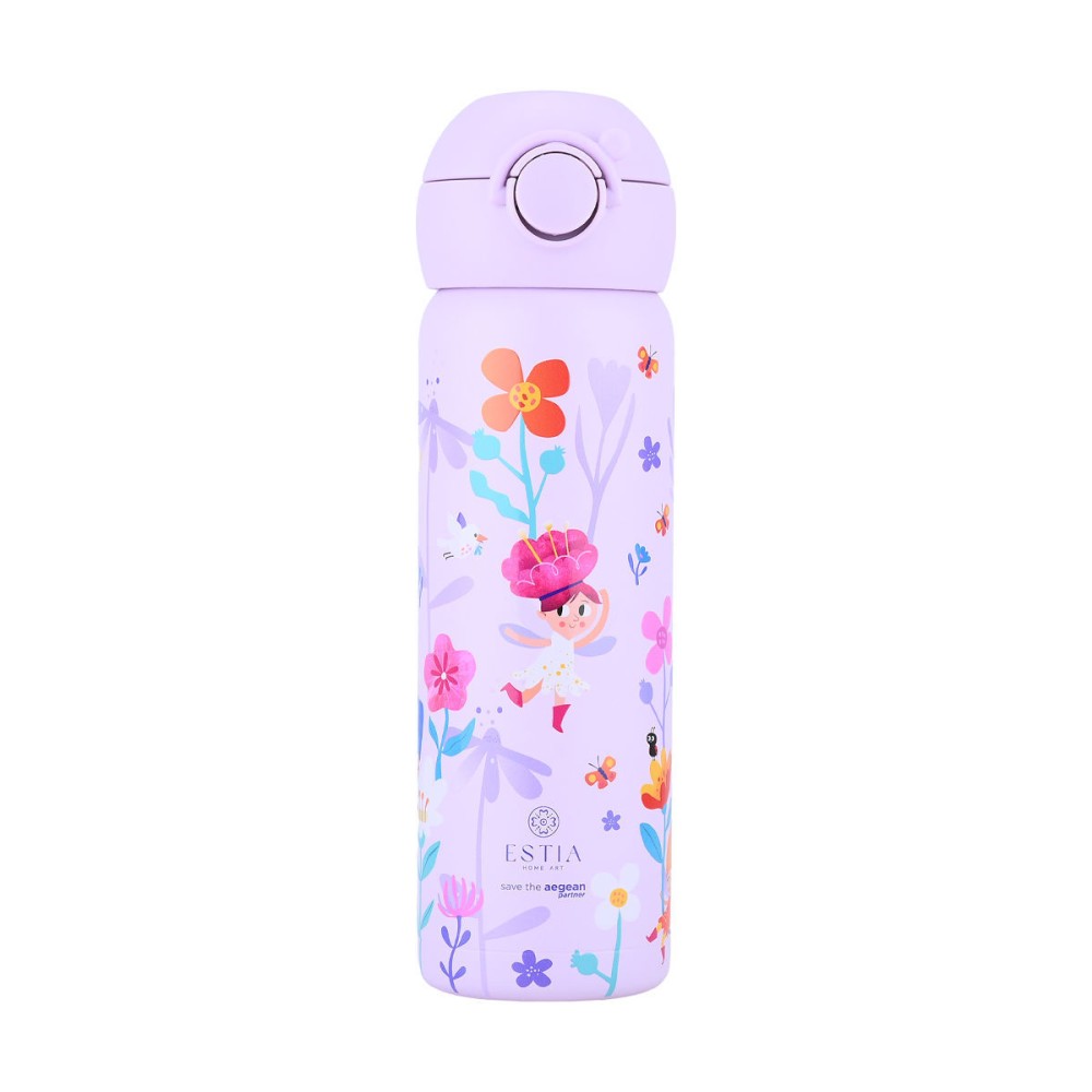 Estia Wonder Bottle Παιδικό Ανοξείδωτο Θερμός 500ml με Καλαμάκι Σιλικόνης, Λαβή Μεταφοράς & Κλιπ Ασφαλείας - Fairy Tales