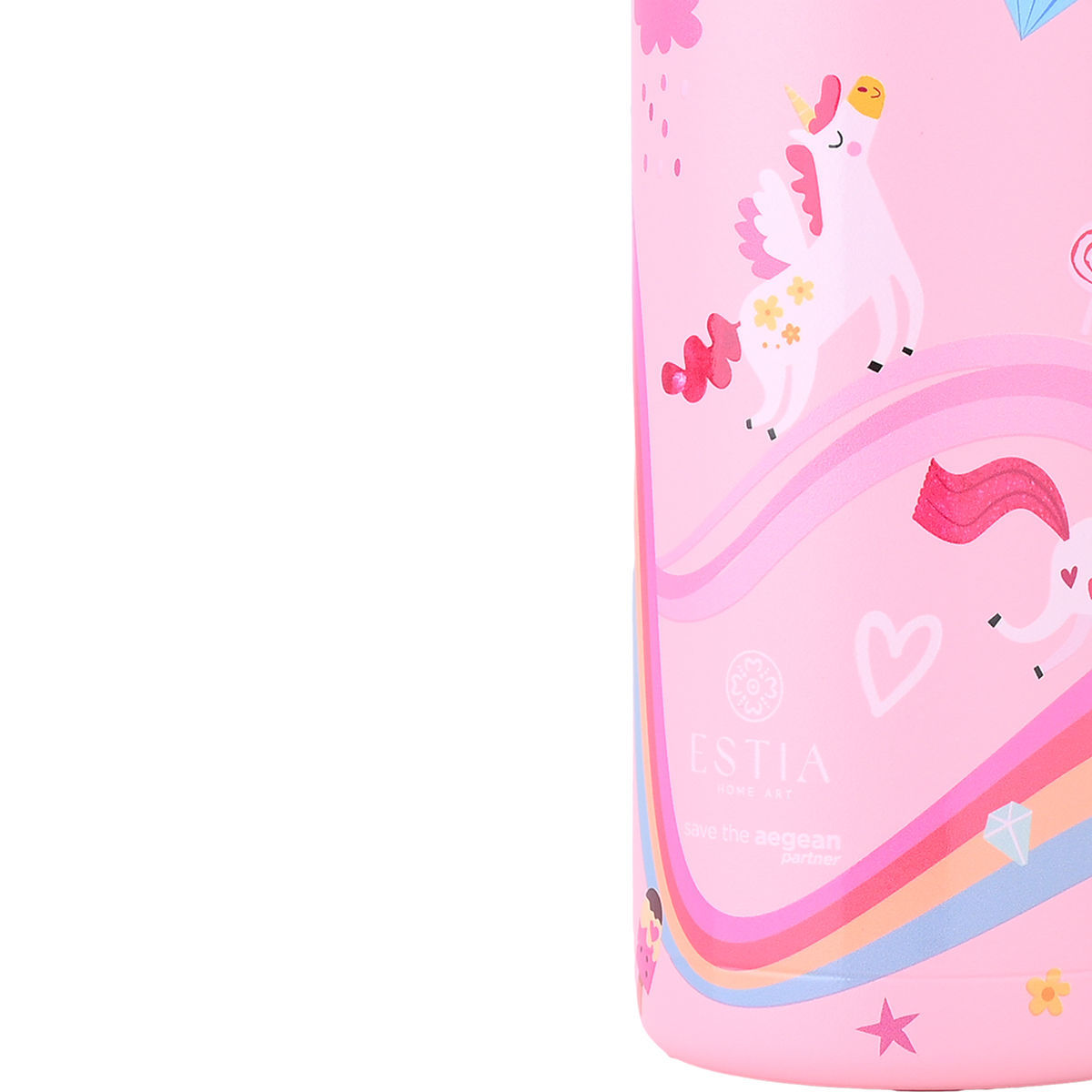Estia Wonder Bottle Παιδικό Ανοξείδωτο Θερμός 500ml με Καλαμάκι Σιλικόνης, Λαβή Μεταφοράς & Κλιπ Ασφαλείας - Rainbow Dreams