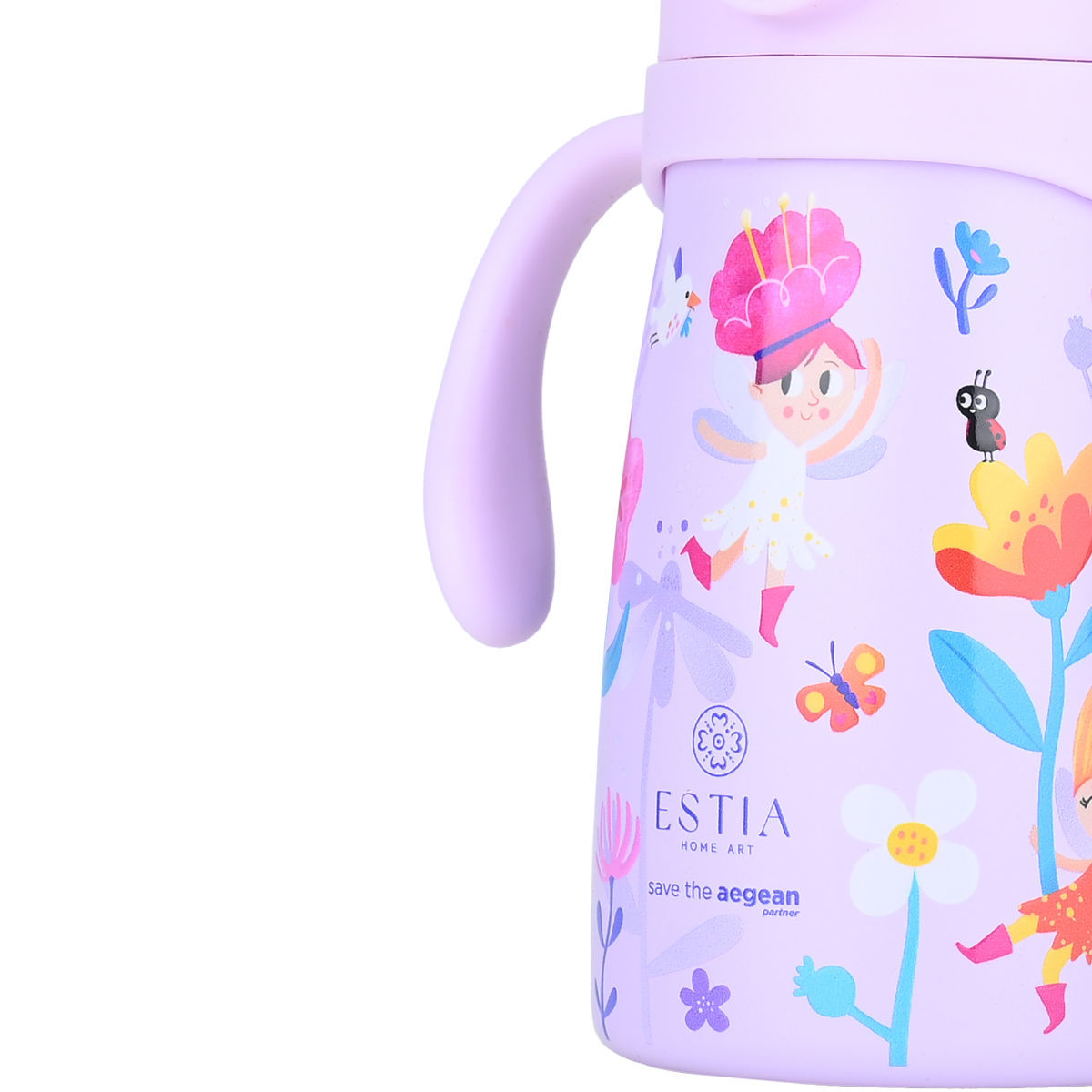 Estia Bubble Bottle Παιδικό Ανοξείδωτο Θερμός 300ml με Διπλές Εργονομικές Λαβές, Καλαμάκι Σιλικόνης & Κλιπ Ασφαλείας - Fairy Tales