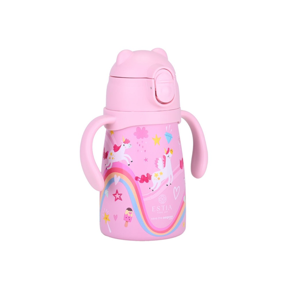 Estia Bubble Bottle Παιδικό Ανοξείδωτο Θερμός 300ml με Διπλές Εργονομικές Λαβές, Καλαμάκι Σιλικόνης & Κλιπ Ασφαλείας - Rainbow Dreams