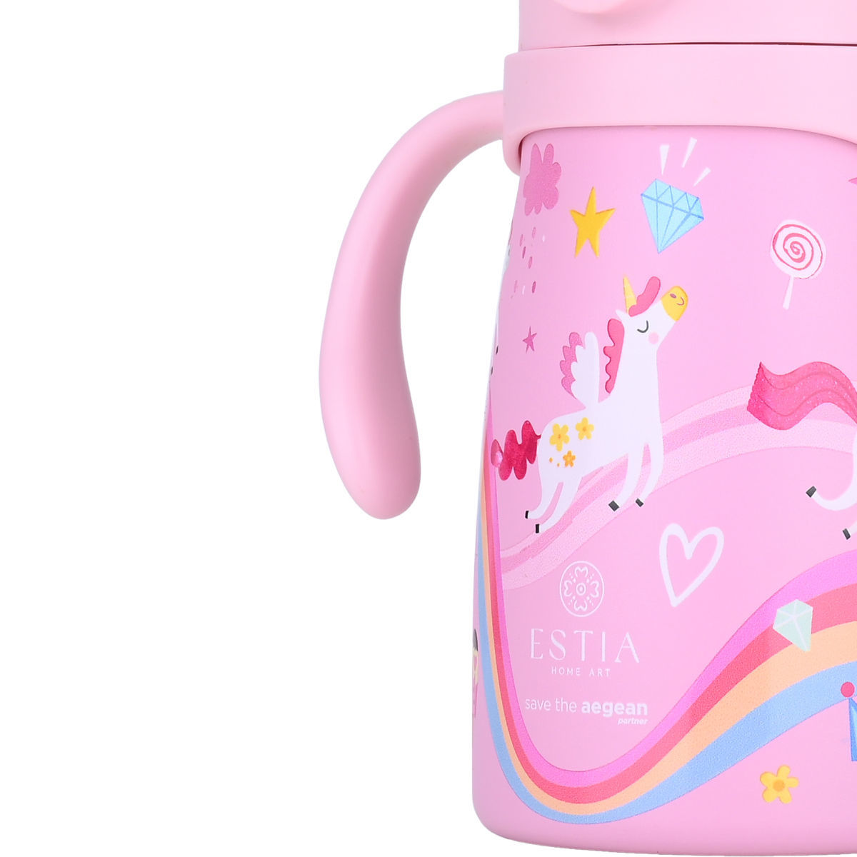 Estia Bubble Bottle Παιδικό Ανοξείδωτο Θερμός 300ml με Διπλές Εργονομικές Λαβές, Καλαμάκι Σιλικόνης & Κλιπ Ασφαλείας - Rainbow Dreams