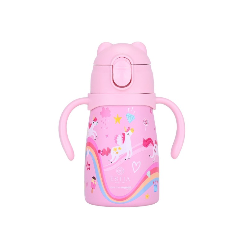 Estia Bubble Bottle Παιδικό Ανοξείδωτο Θερμός 300ml με Διπλές Εργονομικές Λαβές, Καλαμάκι Σιλικόνης & Κλιπ Ασφαλείας - Rainbow Dreams
