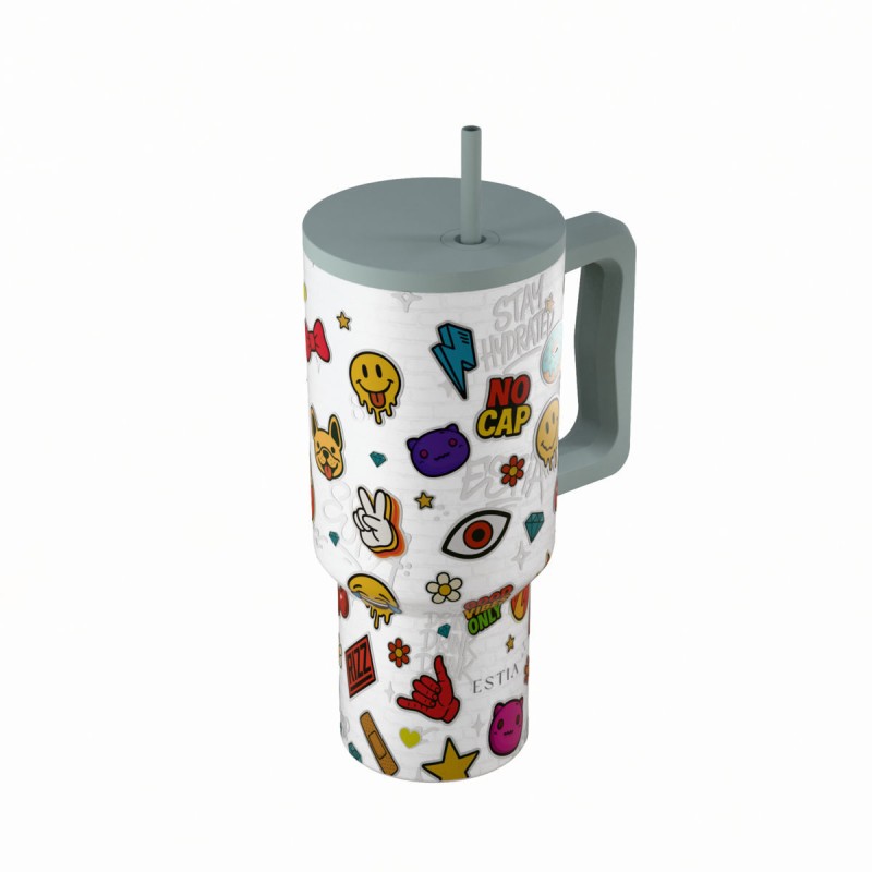 Estia Straw Tumbler Θερμός 900ml Save The Aegean Urban Vibes 
