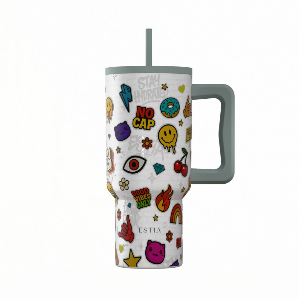 Estia Straw Tumbler Θερμός 900ml Save The Aegean Urban Vibes 