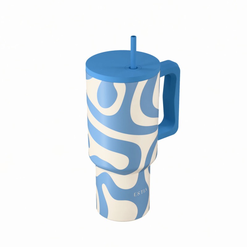 Estia Straw Tumbler Θερμός 900ml Save The Aegean Ocean Waves