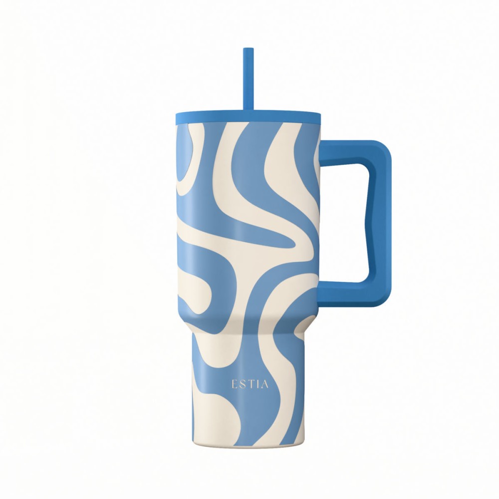 Estia Straw Tumbler Θερμός 900ml Save The Aegean Ocean Waves