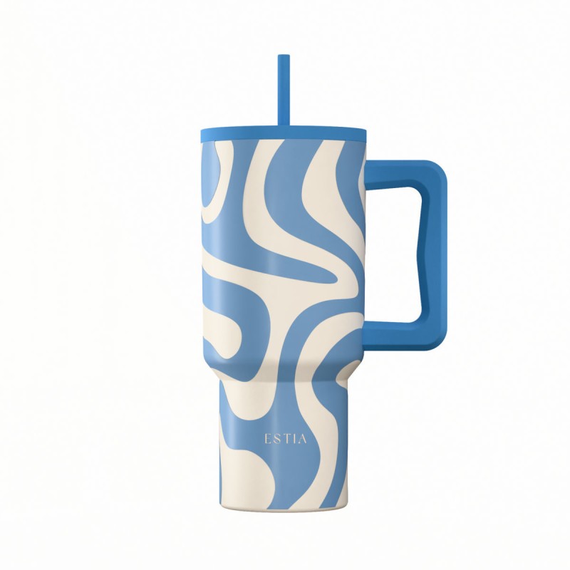 Estia Straw Tumbler Θερμός 900ml Save The Aegean Ocean Waves