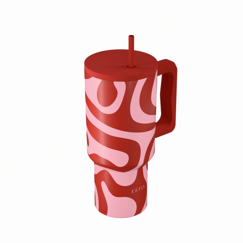 Estia Straw Tumbler Θερμός 900ml Save The Aegean Coral Waves